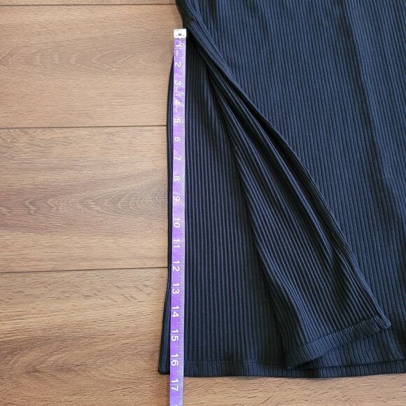Old Navy Rib Knit Midi Skirt Large Black Fitted Pencil Side Slit Pull On NEW TAG - Picture 7 of 14